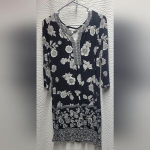 J. Jill Black and White Floral Dress